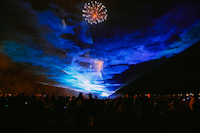 A 10-minute custom-designed laser show to music with fireworks for a rural community in New Zealand, as part of a Guy Fawkes event. It is a special show as big laser shows are very uncommon, and it is always amazing to see the audiences reaction - especially the young kids!