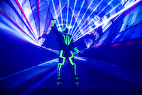 This photo was shot during Festival of Lights in Zagreb in March 2019. Show was made with 10 lasers and 3 dancers that were manipulating with lasers.